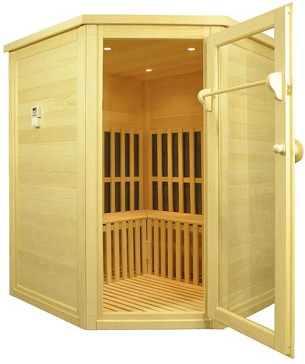Угловая трехместная ИК сауна с карбоновыми нагревателями фото 1