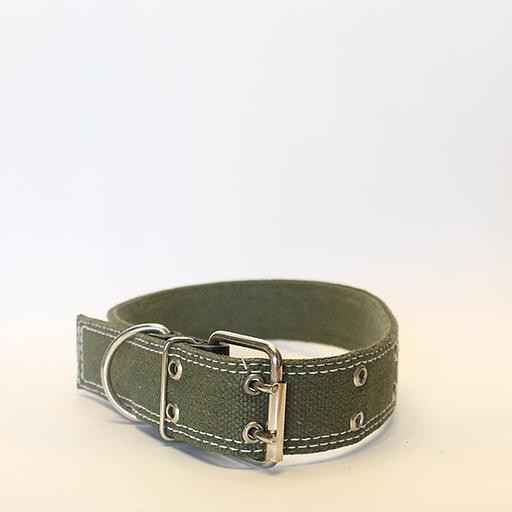 Ошейник брезентовый двойной зелёный ОПТ фото 1