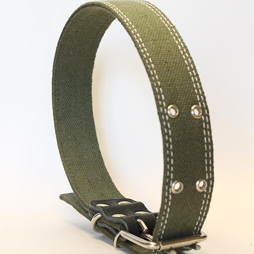 Ошейник брезентовый двойной зелёный ОПТ фото 4