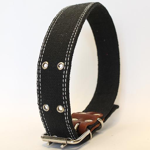 Ошейник брезентовый двойной чёрный ОПТ фото 1
