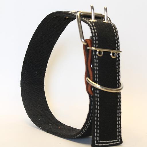 Ошейник брезентовый двойной чёрный ОПТ фото 2