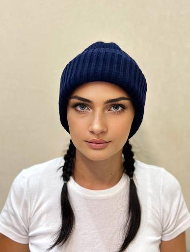 Шапка тыковка синяя ОПТ фото 1