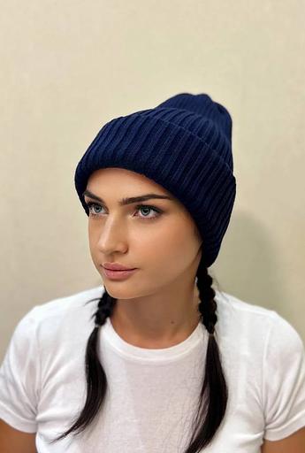 Шапка тыковка синяя ОПТ фото 2