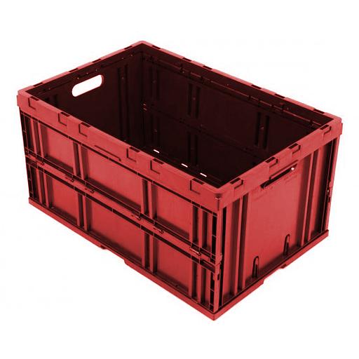 Складной пластиковый ящик 600x400x310 мм сплошной красный фото 1