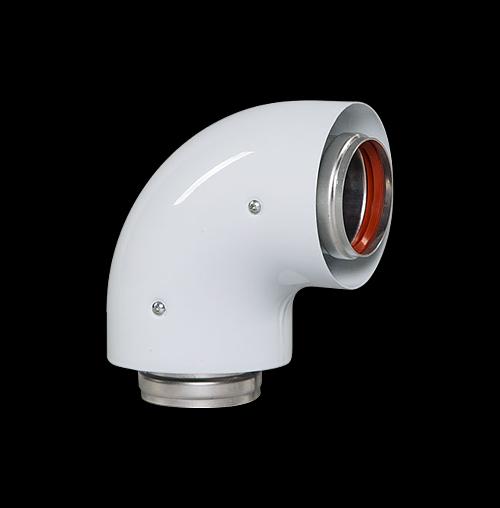 Отвод для дымохода «Vivat» коаксиальный стартовый 90° д. 60/100 мм ОПТ фото 1