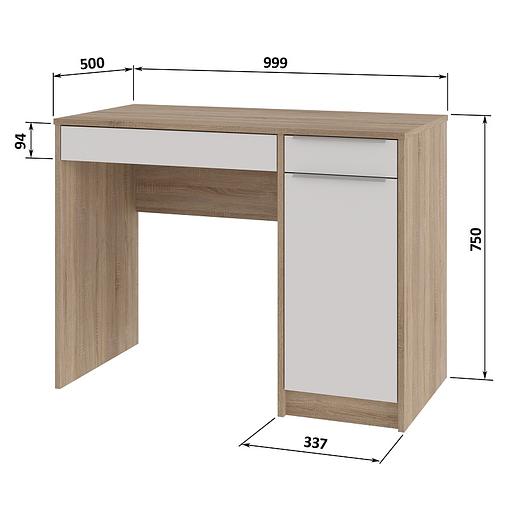 Стол письменный «Нордик» исполнение 2 дуб сонома, белая Аляска, опт фото 2