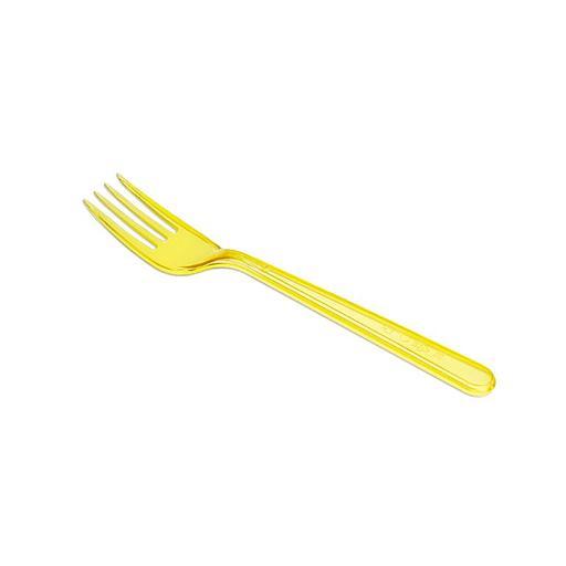 Вилка пластиковая одноразовая жёлтая 18 см премиум 50 шт фото 2