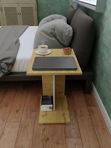 Столик журнальный Wood&Stone «Астион» белый, дуб бунратти 41.5×41.5×60 см фото 2