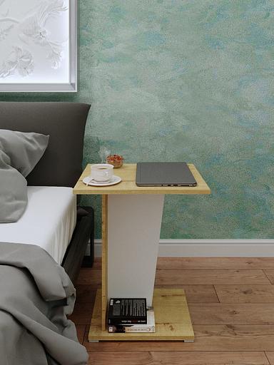 Столик журнальный Wood&Stone «Астион» белый, дуб бунратти 41.5×41.5×60 см фото 3