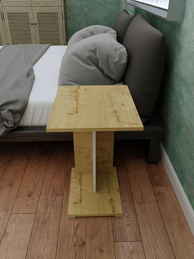 Столик журнальный Wood&Stone «Астион» белый, дуб бунратти 41.5×41.5×60 см фото 4