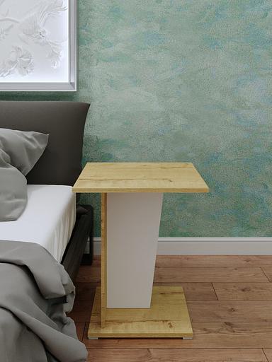 Столик журнальный Wood&Stone «Астион» белый, дуб бунратти 41.5×41.5×60 см фото 5