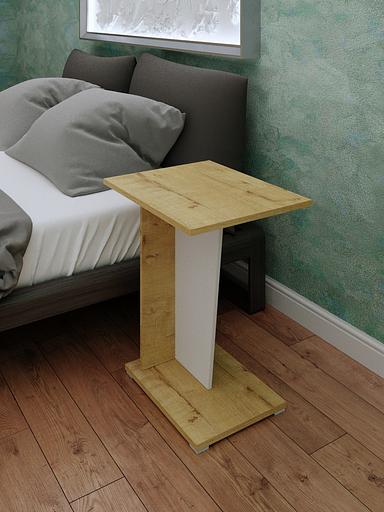 Столик журнальный Wood&Stone «Астион» белый, дуб бунратти 41.5×41.5×60 см фото 6