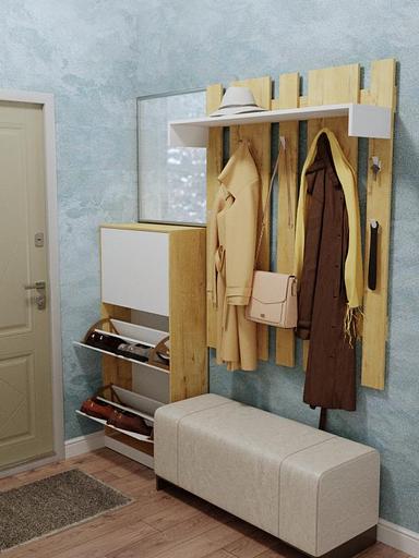 Вешалка настенная Wood&Stone «Малави» дуб бунратти, белый 104×28.2×130 см фото 2