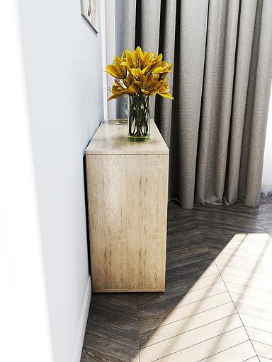 Стеллаж горизонтальный Wood&Stone «Малави» дуб бунратти (металлик) 93.4×31.2×62.8 см фото 3