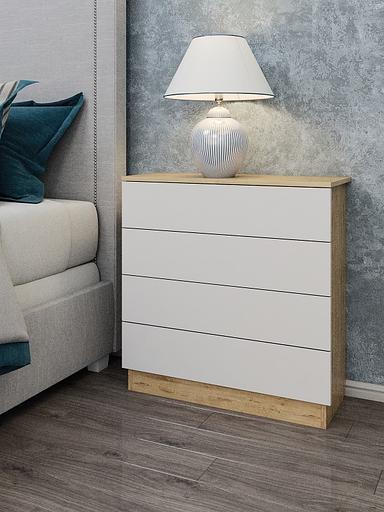 Комод Wood&Stone «Малави» дуб бунратти, белый 77.8×32.2×79.4 см фото 1