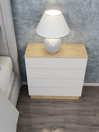 Комод Wood&Stone «Малави» дуб бунратти, белый 77.8×32.2×79.4 см фото 2