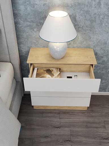 Комод Wood&Stone «Малави» дуб бунратти, белый 77.8×32.2×79.4 см фото 3