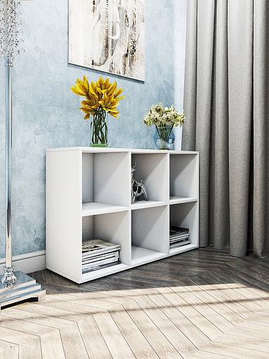 Стеллаж горизонтальный Wood&Stone «Малави» 310 белый 99.4×33.2×66.8 см фото 1