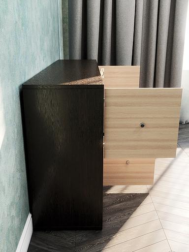 Стеллаж горизонтальный с 4 дверцами 8-секционный Wood&Stone «Малави» 310 венге линум, шимо светлый 132×32.8×67.3 см фото 9