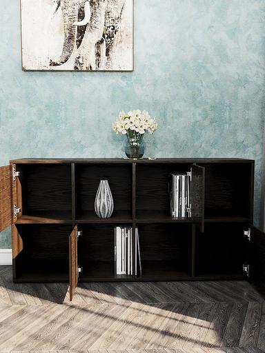 Стеллаж горизонтальный с 4 дверцами 8-секционный Wood&Stone «Малави» 310 венге линум 132×32.8×67.3 см фото 3