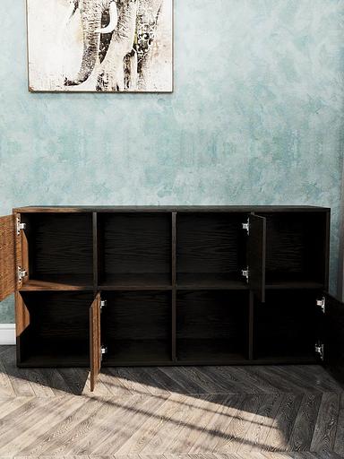 Стеллаж горизонтальный с 4 дверцами 8-секционный Wood&Stone «Малави» 310 венге линум 132×32.8×67.3 см фото 10