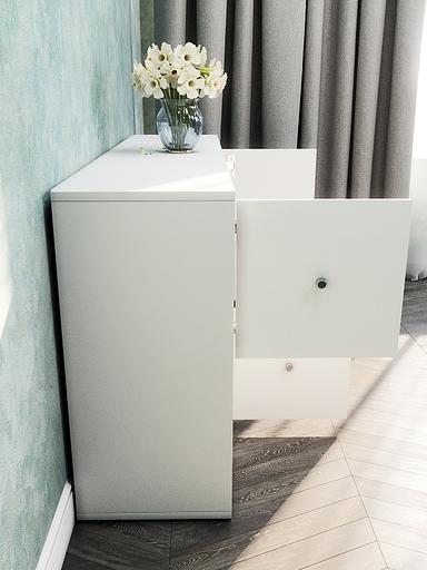 Стеллаж горизонтальный 8-секционный с дверцами Wood&Stone «Малави» 320 белый 136×34.5×69.3 см фото 3