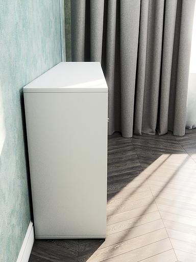 Стеллаж горизонтальный 8-секционный с дверцами Wood&Stone «Малави» 320 белый 136×34.5×69.3 см фото 10