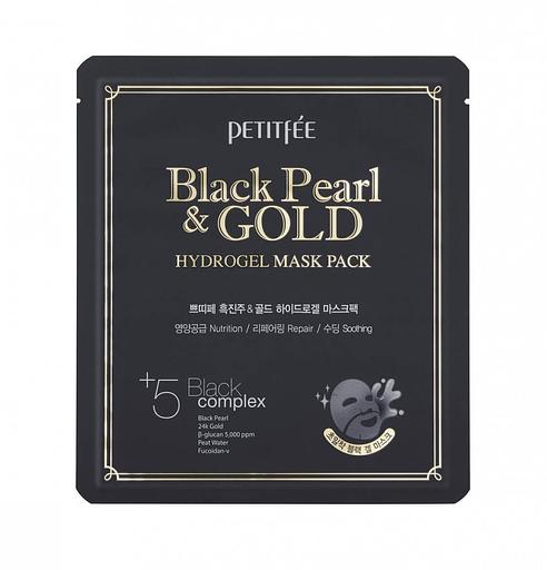 Гидрогелевая маска для лица с черным жемчугом Petitfee Black Pearl & Gold Hydrogel Mask Pack, 32 гр, опт фото 1