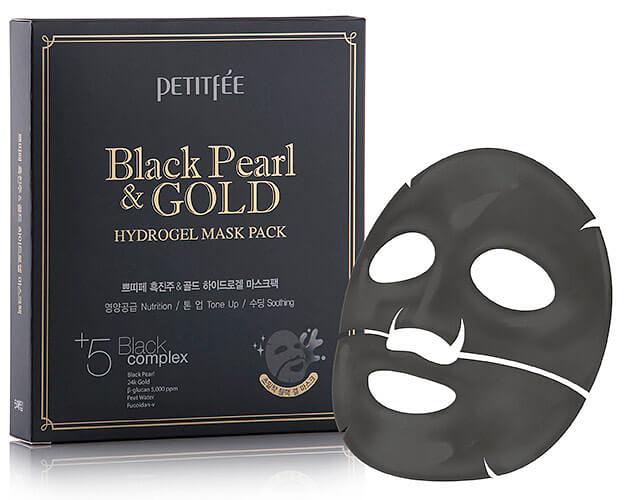 Гидрогелевая маска для лица с черным жемчугом Petitfee Black Pearl & Gold Hydrogel Mask Pack, 32 гр, опт фото 2