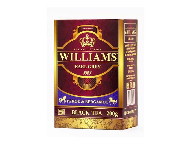 Чай чёрный Williams Earl Grey, цейлонский высокогорный с натуральным ароматом бергамота ОПТ фото 1