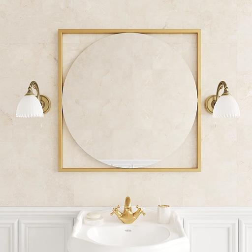 Зеркало в раме настенное квадратное и круглое 83х83 см, gold ОПТ фото 2