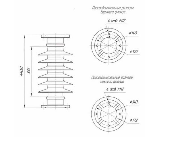 Опорный полимерный изолятор ИОСПК-12,5-35/190-III-УХЛ1 ОПТ фото 1