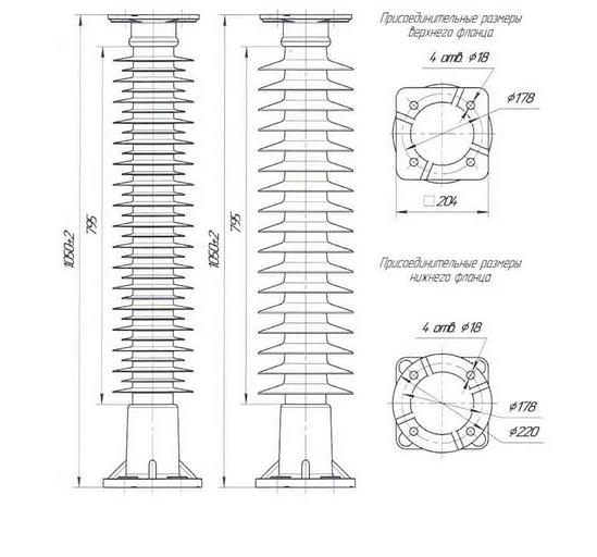 Опорный полимерный изолятор ИОСПК-10-110/450-01-II-УХЛ1 ОПТ фото 1