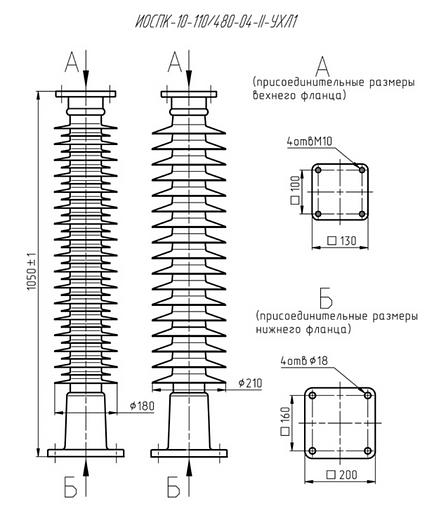 Опорный полимерный изолятор ИОСПК-10-110/480-04-II-УХЛ1 ОПТ фото 1