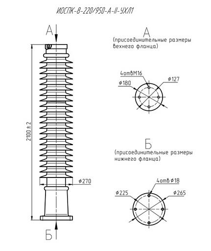 Опорный полимерный изолятор ИОСПК-8-220/950-А-II-УХЛ1 ОПТ фото 1