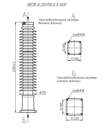 Опорный полимерный изолятор ИОСПК-8-220/950-Б-II-УХЛ1 ОПТ фото 1