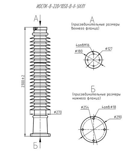 Опорный полимерный изолятор ИОСПК-8-220/1050-В-II-УХЛ1 ОПТ фото 1
