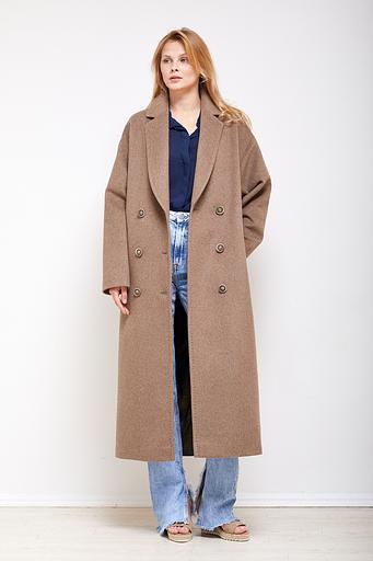 Женское демисезонное пальто двубортное Mmoda свeтлo-бeжeвый, арт.22027НД фото 1