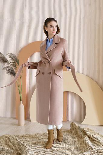 Женское демисезонное пальто двубортное Mmoda светлый кэмл, арт.37–8 фото 5