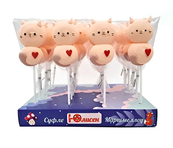 Фигурный маршмеллоу на палочке Юлисен «Кошечка с сердцем» фото 1