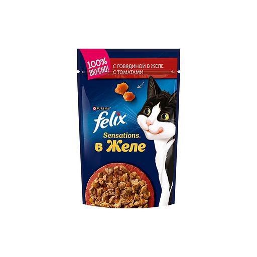 Влажный корм для кошек Felix® Sensations® в желе, c говядиной в желе с томатами, 85 г фото 1