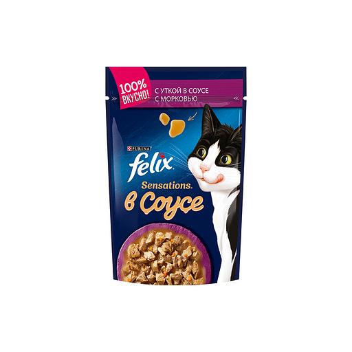Влажный корм для кошек Felix® Sensations® в соусе, c уткой в соусе с морковью, 85 г фото 1