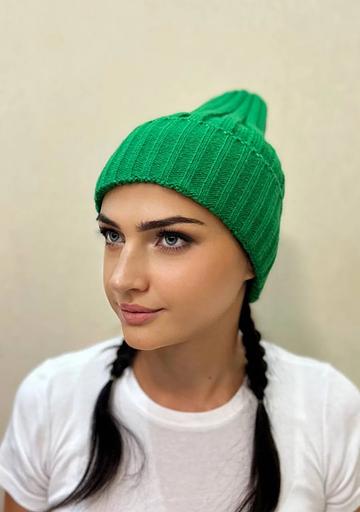 Шапка тыковка 2×2 Зеленая ОПТ фото 2