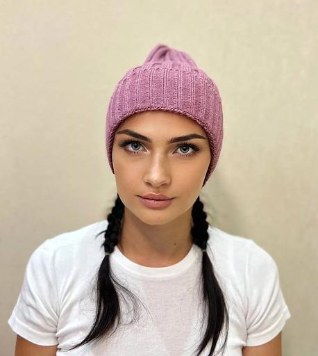 Шапка тыковка 2×2 Сиреневая ОПТ фото 1