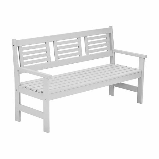 Скамья деревянная для сада и дачи, для 3-х человек Хольмен светло-серая ОПТ фото 10
