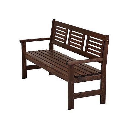 Скамья деревянная для сада и дачи, для 3-х человек Хольмен тёмно-коричневая ОПТ фото 3