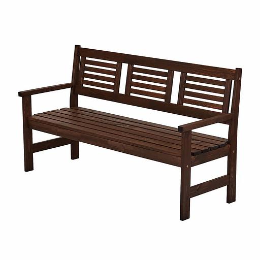 Скамья деревянная для сада и дачи, для 3-х человек Хольмен тёмно-коричневая ОПТ фото 5