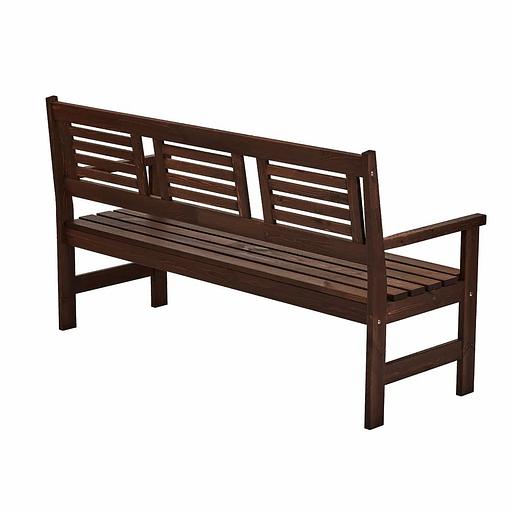 Скамья деревянная для сада и дачи, для 3-х человек Хольмен тёмно-коричневая ОПТ фото 9
