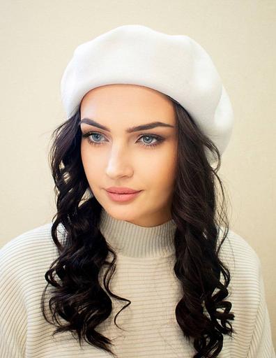 Берет женский демисезонный Белый ОПТ фото 2