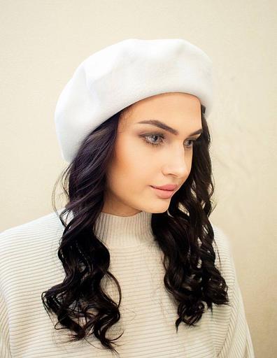 Берет женский демисезонный Белый ОПТ фото 3